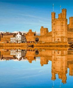 Carnarvon Castle Water Reflection Diamond Paintings