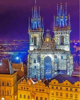 Church Of Our Lady Prague By Night Diamond Paintings
