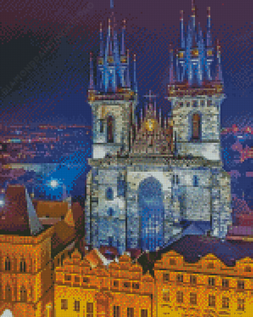 Church Of Our Lady Prague By Night Diamond Paintings