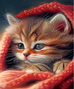 Cute Cat In A Blanket Diamond Paintings