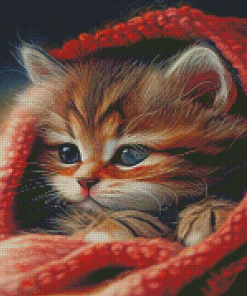 Cute Cat In A Blanket Diamond Paintings