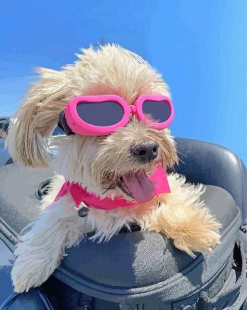 Dog Wearing Pink Glasses Diamond Paintings