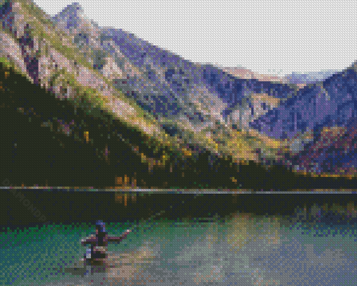 Man In Mountain Fly Fishing Diamond Paintings