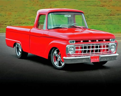 Old Red Ford Truck Diamond Paintings