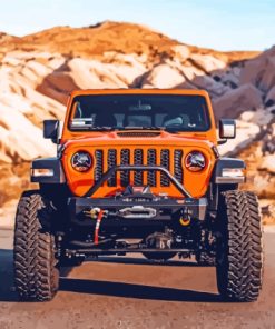 Orange Jeep Gladiator Diamond Paintings