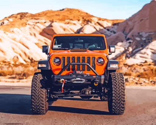 Orange Jeep Gladiator Diamond Paintings