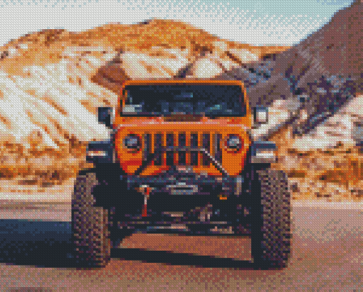 Orange Jeep Gladiator Diamond Paintings