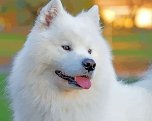 White Fluffy Dog Diamond Paintings