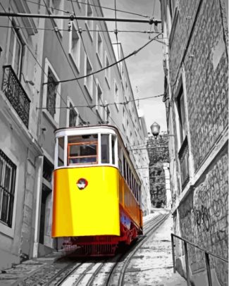 Yellow Lisbon Tram Diamond Paintings