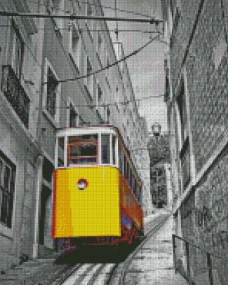 Yellow Lisbon Tram Diamond Paintings