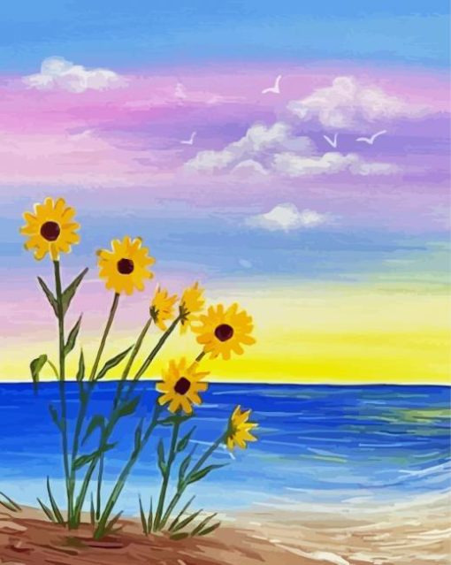 Beach Sunflower Diamond Painting