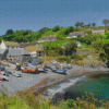 Boats At Beach In Cadgwith Town Diamond Painting