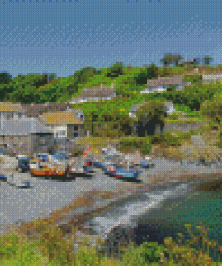 Boats At Beach In Cadgwith Town Diamond Painting