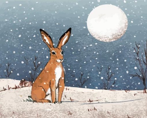 Christmas Hare Full Moon Diamond Painting