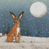 Christmas Hare Full Moon Diamond Painting