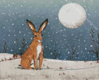 Christmas Hare Full Moon Diamond Painting