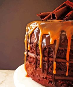 Delicious Caramel And Chocolate Cake Diamond Painting