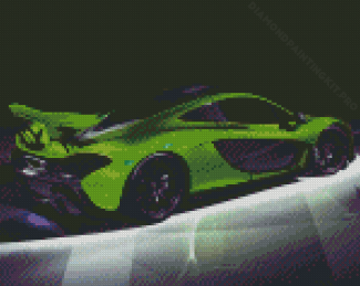 Green Neon Race Car Diamond Painting