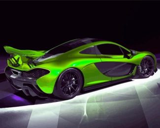 Green Neon Race Car Diamond Painting