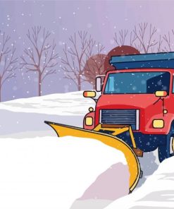 Illustration Snow Plow Truck Diamond Painting