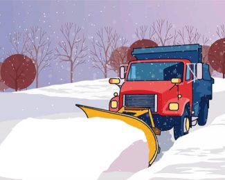 Illustration Snow Plow Truck Diamond Painting