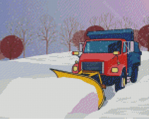 Illustration Snow Plow Truck Diamond Painting