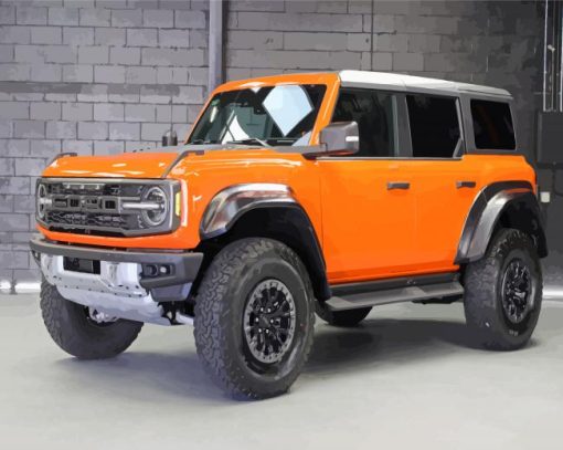 Orange Ford Bronco Diamond Painting