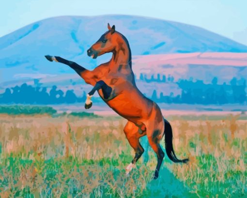 Brown Rearing Horse Diamond Painting