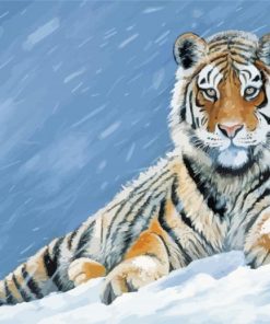 Tiger In The Snow Diamond Painting