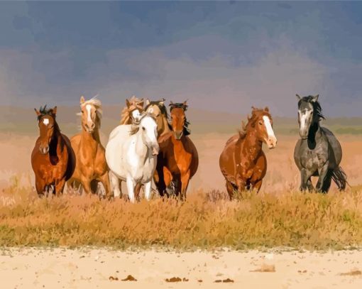 Wild Mustangs Animals Diamond Painting