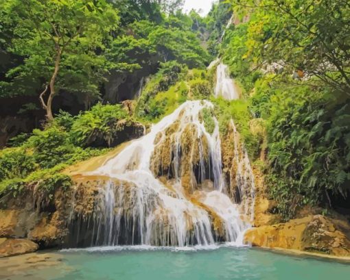 Erawan National Park Waterfall diamond painting