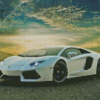 Aesthetic White Lamborghini Diamond Painting