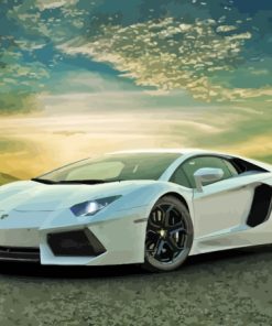 Aesthetic White Lamborghini Diamond Painting