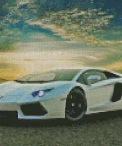 Aesthetic White Lamborghini Diamond Painting