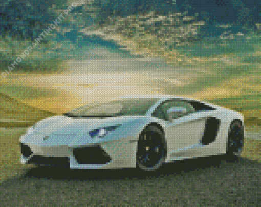 Aesthetic White Lamborghini Diamond Painting