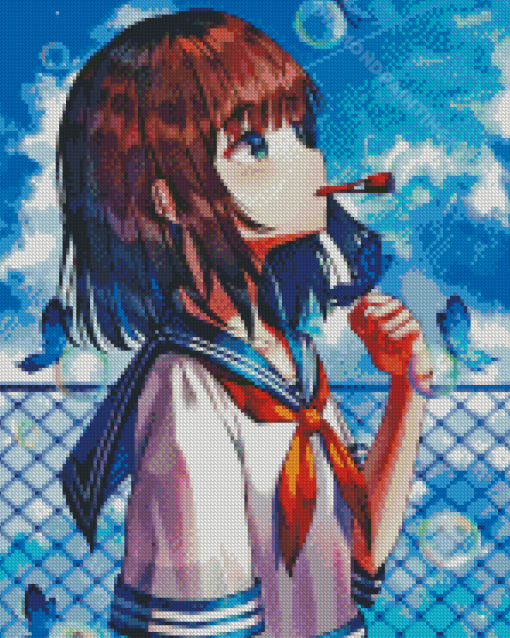 Anime Little Girl Blowing Bubbles Diamond Paintings