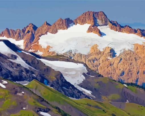 Beautiful View of Twin Sisters Mountains Diamond Painting