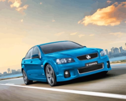 Blue Holden V8 Commodore On Road Diamond Painting