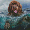 Brown Dog Swimming Diamond Painting