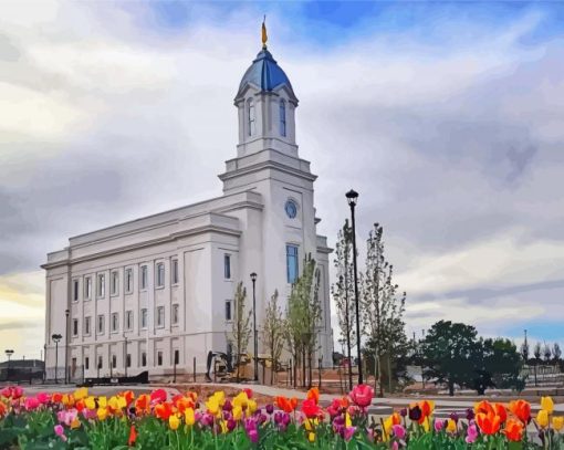 Cedar City Temple Garden Diamond Painting