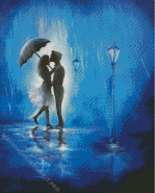 Couple Rain Kissing Diamond Painting