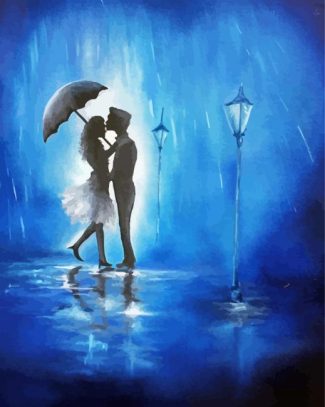 Couple Rain Kissing Diamond Painting