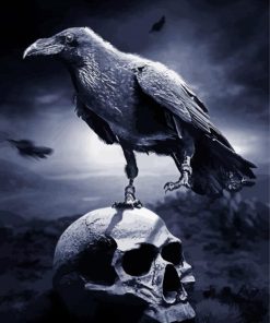 Creepy Crow And Skull Diamond Painting