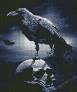 Creepy Crow And Skull Diamond Painting