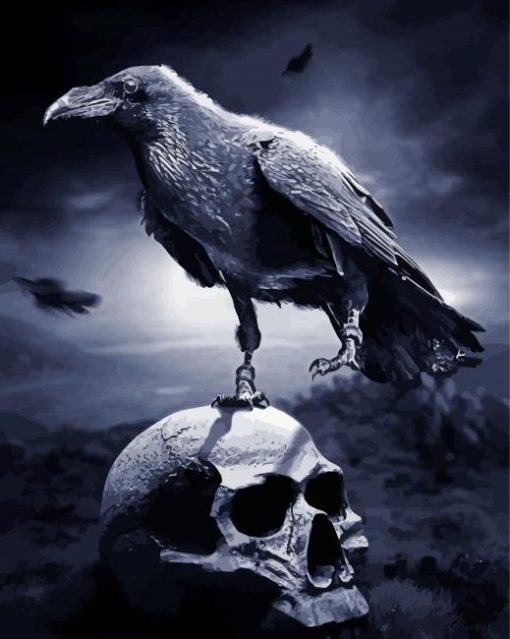 Creepy Crow And Skull Diamond Painting