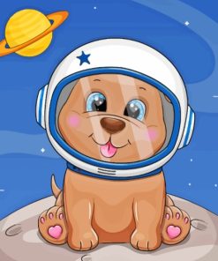 Cute Astronaut Dog Diamond Painting