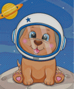 Cute Astronaut Dog Diamond Painting