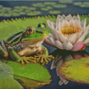 Frog On Lily Pad Flower Diamond Painting