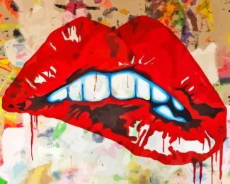Graffiti Red Lips Diamond Painting
