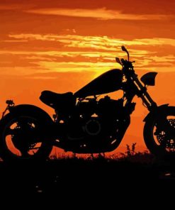 Motorcycle At Sunset Diamond Painting